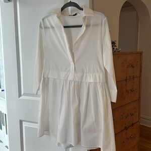 PrettyLittleThing White Shirt Dress - Size 8